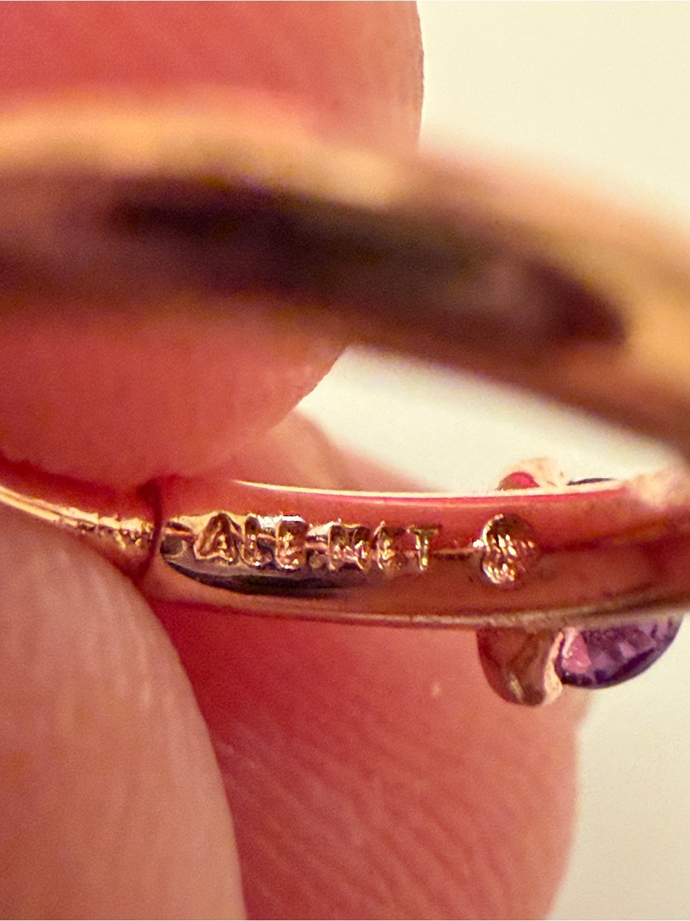 Pandora Rose Gold Hoops with Purple Gemstones - Picture 5 of 5